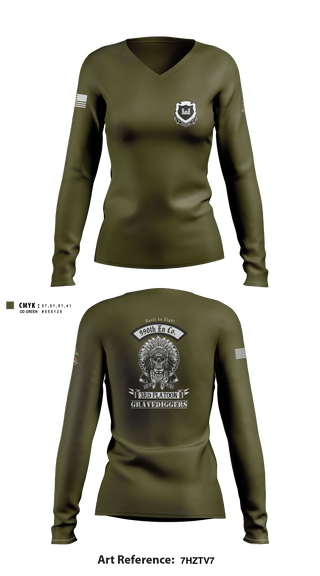 Women's Long Sleeve Vneck Shirt, , Army, Teamtime, Team time, sublimation, custom sports apparel, team uniforms, spirit wear, spiritwear, sports uniforms, custom shirts, team store, custom team store, fundraiser sports, apparel fundraiser