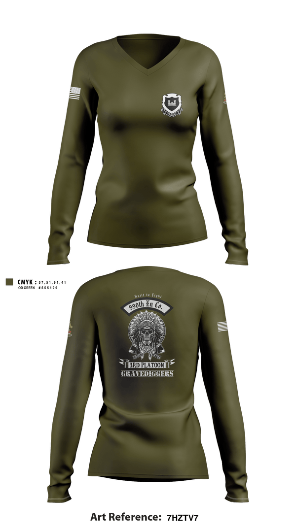 Women's Long Sleeve Vneck Shirt, , Army, Teamtime, Team time, sublimation, custom sports apparel, team uniforms, spirit wear, spiritwear, sports uniforms, custom shirts, team store, custom team store, fundraiser sports, apparel fundraiser