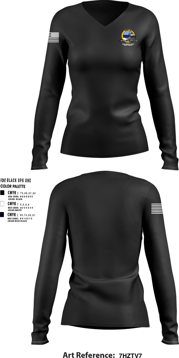 Women's Long Sleeve Vneck Shirt, EOD MOBILE UNIT EAST COAST, Navy, Teamtime, Team time, sublimation, custom sports apparel, team uniforms, spirit wear, spiritwear, sports uniforms, custom shirts, team store, custom team store, fundraiser sports, apparel fundraiser