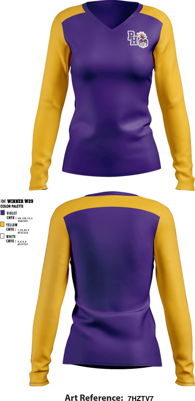 Pleasant Hill High School Cheer 77113952 Women's Long Sleeve V-neck Shirt - 1