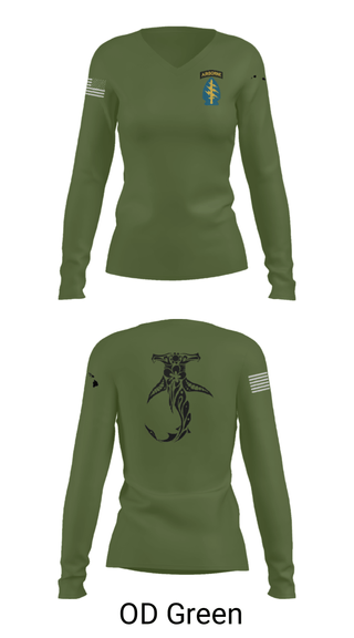 Women's Long Sleeve Vneck Shirt, , Army, Teamtime, Team time, sublimation, custom sports apparel, team uniforms, spirit wear, spiritwear, sports uniforms, custom shirts, team store, custom team store, fundraiser sports, apparel fundraiser
