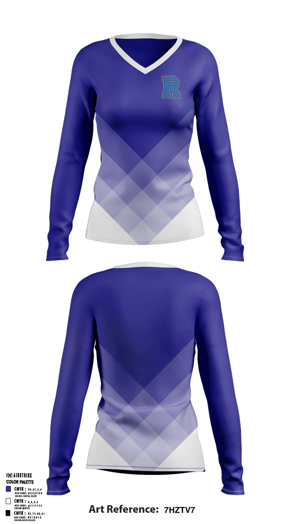 Women's Long Sleeve Vneck Shirt, Rochester High School, Spirit Store, Teamtime, Team time, sublimation, custom sports apparel, team uniforms, spirit wear, spiritwear, sports uniforms, custom shirts, team store, custom team store, fundraiser sports, apparel fundraiser