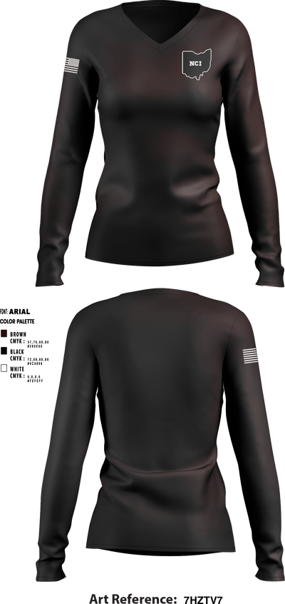 Noble Correctional Institution 93103652 Women's Long Sleeve V-neck Shirt - 1