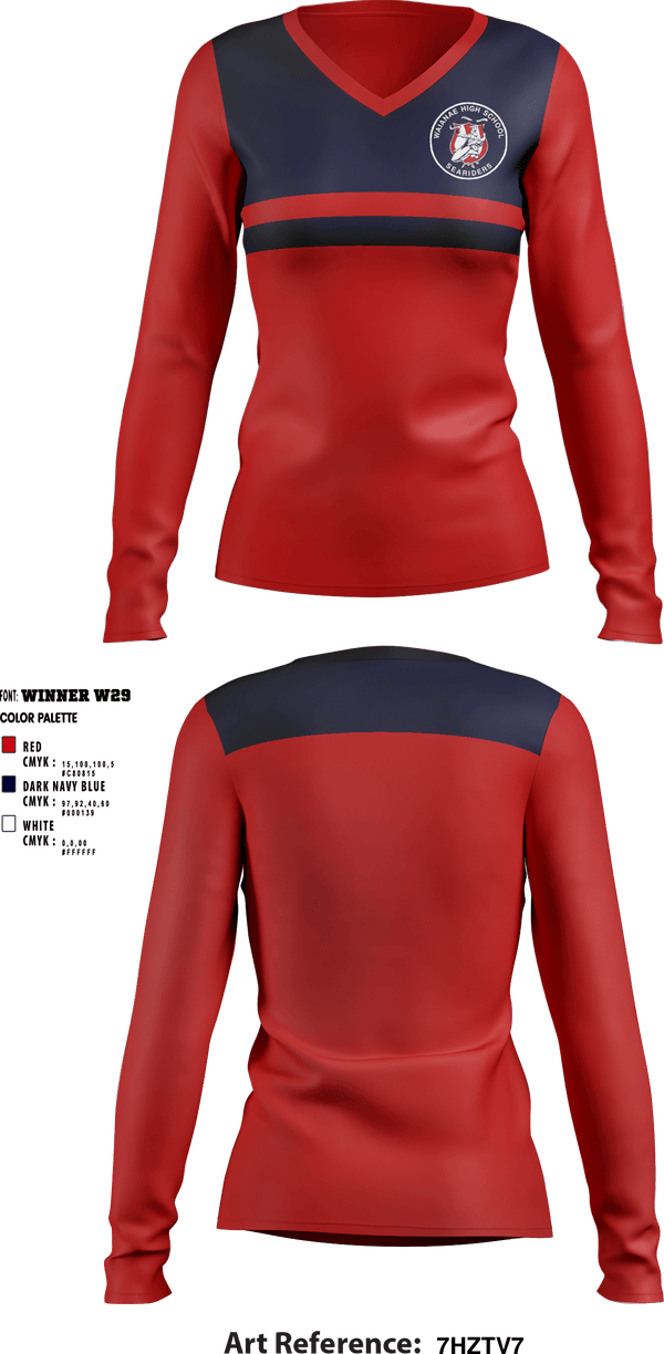 Women's Long Sleeve Vneck Shirt, Waianae High School, Spirit Store, Teamtime, Team time, sublimation, custom sports apparel, team uniforms, spirit wear, spiritwear, sports uniforms, custom shirts, team store, custom team store, fundraiser sports, apparel fundraiser