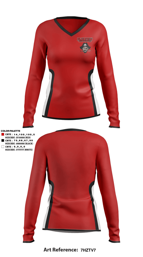 Women's Long Sleeve Vneck Shirt, Plainview High School Basketball, Women's Basketball, Teamtime, Team time, sublimation, custom sports apparel, team uniforms, spirit wear, spiritwear, sports uniforms, custom shirts, team store, custom team store, fundraiser sports, apparel fundraiser