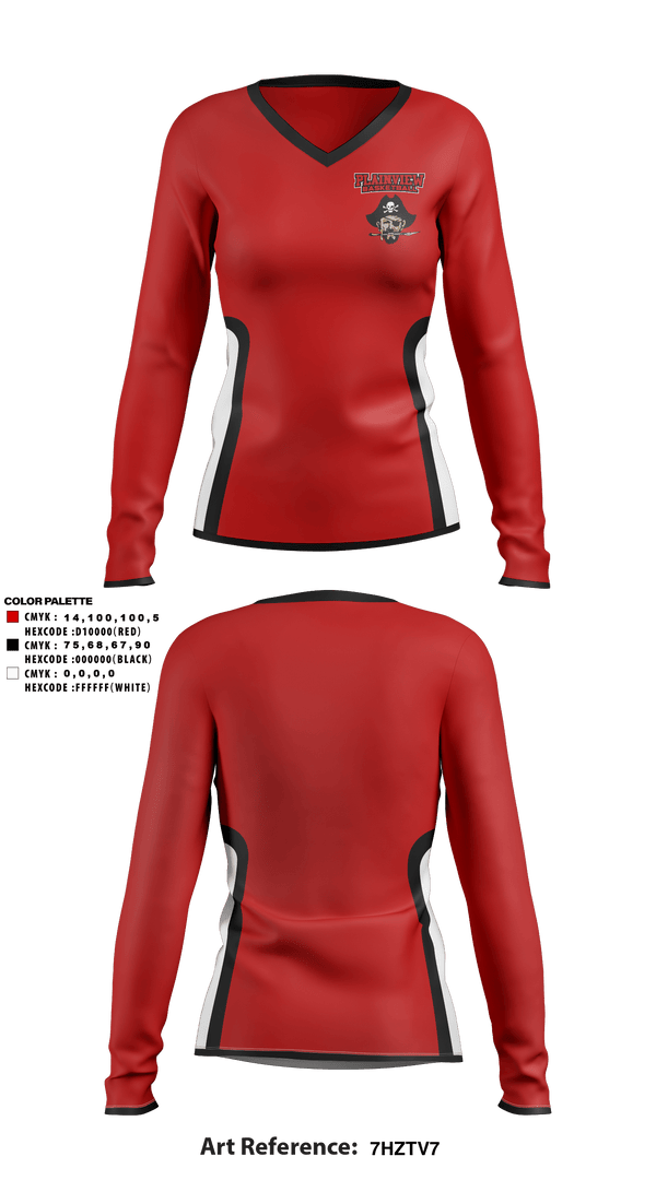 Women's Long Sleeve Vneck Shirt, Plainview High School Basketball, Women's Basketball, Teamtime, Team time, sublimation, custom sports apparel, team uniforms, spirit wear, spiritwear, sports uniforms, custom shirts, team store, custom team store, fundraiser sports, apparel fundraiser