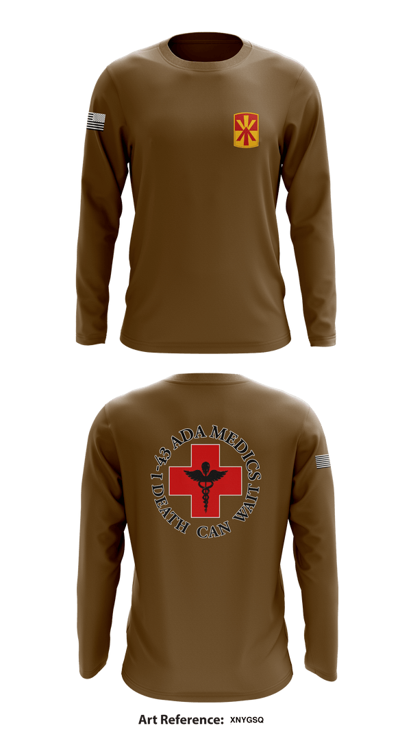 Long Sleeve Performance Shirt, Medics, 1-43 ADA, Army, Teamtime, Team time, sublimation, custom sports apparel, team uniforms, spirit wear, spiritwear, sports uniforms, custom shirts, team store, custom team store, fundraiser sports, apparel fundraiser