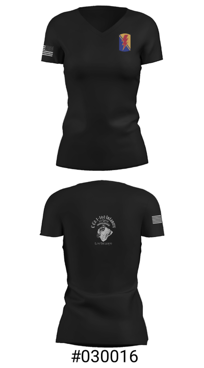 C Co. 1-160 Infantry 40456351 Women's Short Sleeve V-neck Shirt - 19