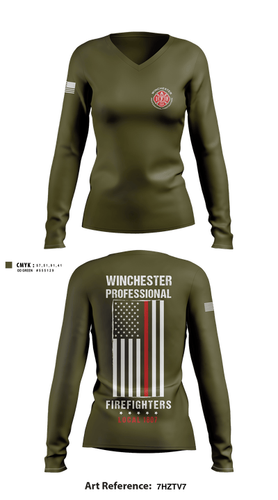 Winchester Fire Department 95741675 Women's Long Sleeve V-neck Shirt - 6