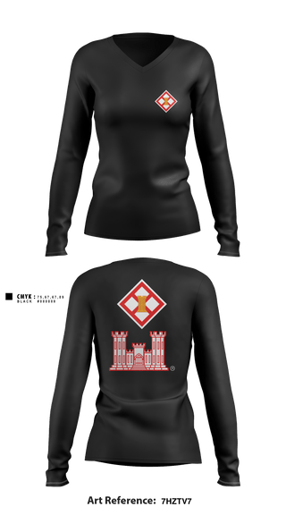 Women's Long Sleeve Vneck Shirt, 344th CEC, Army, Teamtime, Team time, sublimation, custom sports apparel, team uniforms, spirit wear, spiritwear, sports uniforms, custom shirts, team store, custom team store, fundraiser sports, apparel fundraiser