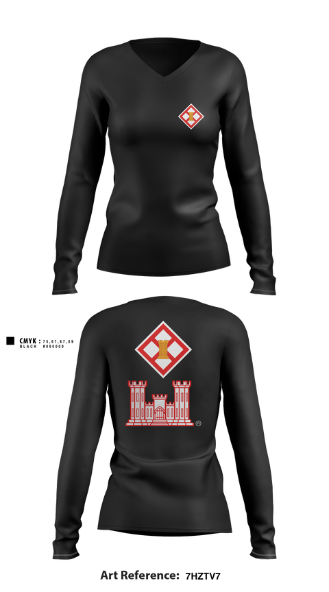 Women's Long Sleeve Vneck Shirt, 344th CEC, Army, Teamtime, Team time, sublimation, custom sports apparel, team uniforms, spirit wear, spiritwear, sports uniforms, custom shirts, team store, custom team store, fundraiser sports, apparel fundraiser