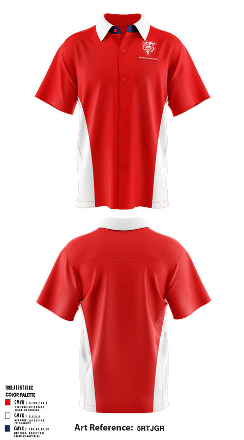 Short Sleeve Bowling Jersey, Butler High School Bowling, Bowling, Teamtime, Team time, sublimation, custom sports apparel, team uniforms, spirit wear, spiritwear, sports uniforms, custom shirts, team store, custom team store, fundraiser sports, apparel fundraiser