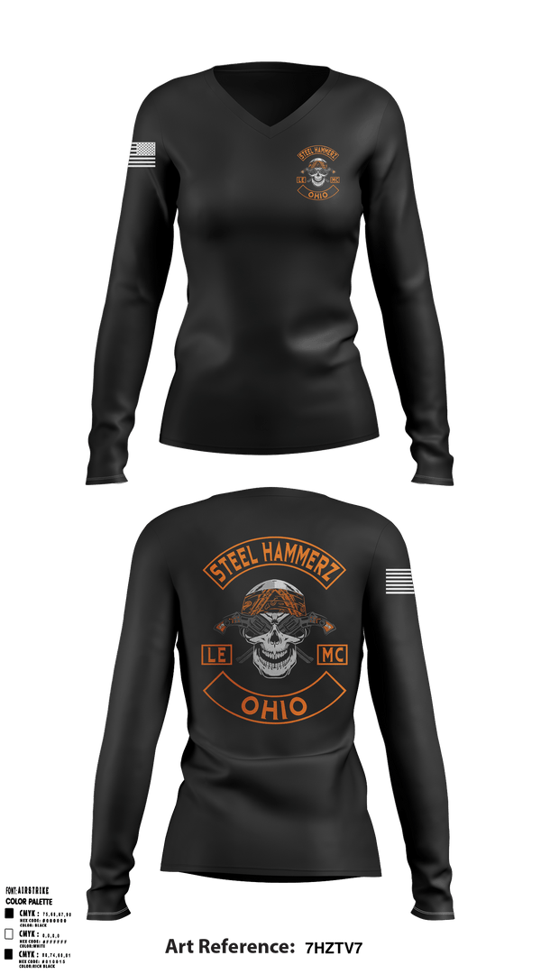 Women's Long Sleeve Vneck Shirt, STEEL HAMMERZ, Police, Teamtime, Team time, sublimation, custom sports apparel, team uniforms, spirit wear, spiritwear, sports uniforms, custom shirts, team store, custom team store, fundraiser sports, apparel fundraiser