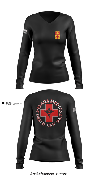 Women's Long Sleeve Vneck Shirt, Medics, 1-43 ADA, Army, Teamtime, Team time, sublimation, custom sports apparel, team uniforms, spirit wear, spiritwear, sports uniforms, custom shirts, team store, custom team store, fundraiser sports, apparel fundraiser