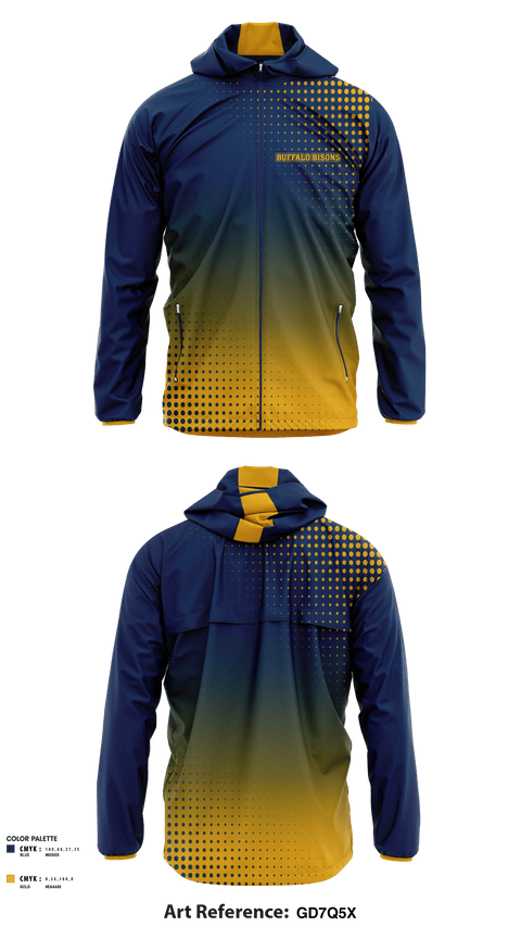 Windbreaker, Buffalo Bisons, Football, Teamtime, Team time, sublimation, custom sports apparel, team uniforms, spirit wear, spiritwear, sports uniforms, custom shirts, team store, custom team store, fundraiser sports, apparel fundraiser