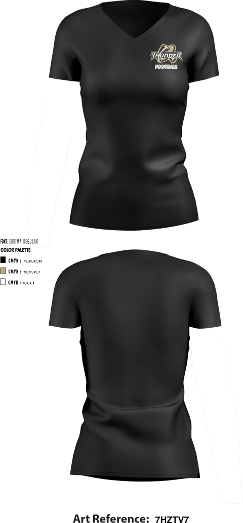 Women's Short Sleeve Vneck Shirt, Thunder Youth Football, Football, Teamtime, Team time, sublimation, custom sports apparel, team uniforms, spirit wear, spiritwear, sports uniforms, custom shirts, team store, custom team store, fundraiser sports, apparel fundraiser