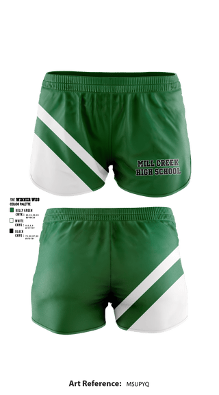 Women's Shorts, Mill Creek High School, Spirit Store, Teamtime, Team time, sublimation, custom sports apparel, team uniforms, spirit wear, spiritwear, sports uniforms, custom shirts, team store, custom team store, fundraiser sports, apparel fundraiser