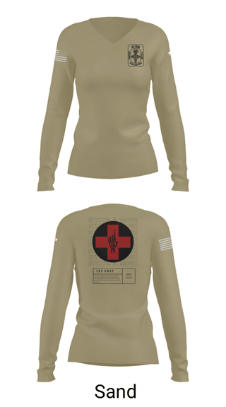 Women's Long Sleeve Vneck Shirt, , Army, Teamtime, Team time, sublimation, custom sports apparel, team uniforms, spirit wear, spiritwear, sports uniforms, custom shirts, team store, custom team store, fundraiser sports, apparel fundraiser