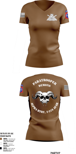Women's Short Sleeve Vneck Shirt, ALPHA BTRY, 2-319th AFAR, Army, Teamtime, Team time, sublimation, custom sports apparel, team uniforms, spirit wear, spiritwear, sports uniforms, custom shirts, team store, custom team store, fundraiser sports, apparel fundraiser