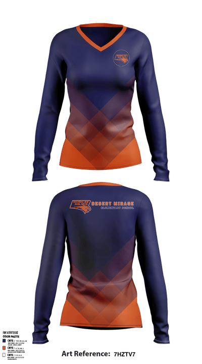 Desert Mirage Elementary School 71240373 Women's Long Sleeve V-neck Shirt - 1
