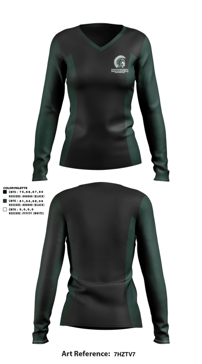 Pembroke Jr Spartans Cheer 93599951 Women's Long Sleeve V-neck Shirt - 3