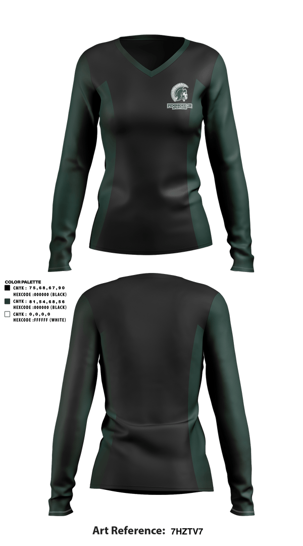 Women's Long Sleeve Vneck Shirt, Pembroke Jr Spartans Cheer, School Spirit Store, Teamtime, Team time, sublimation, custom sports apparel, team uniforms, spirit wear, spiritwear, sports uniforms, custom shirts, team store, custom team store, fundraiser sports, apparel fundraiser