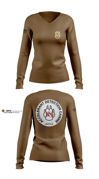 Women's Long Sleeve Vneck Shirt, Stafford County Fire Marshal's Office, Fire Department, Teamtime, Team time, sublimation, custom sports apparel, team uniforms, spirit wear, spiritwear, sports uniforms, custom shirts, team store, custom team store, fundraiser sports, apparel fundraiser