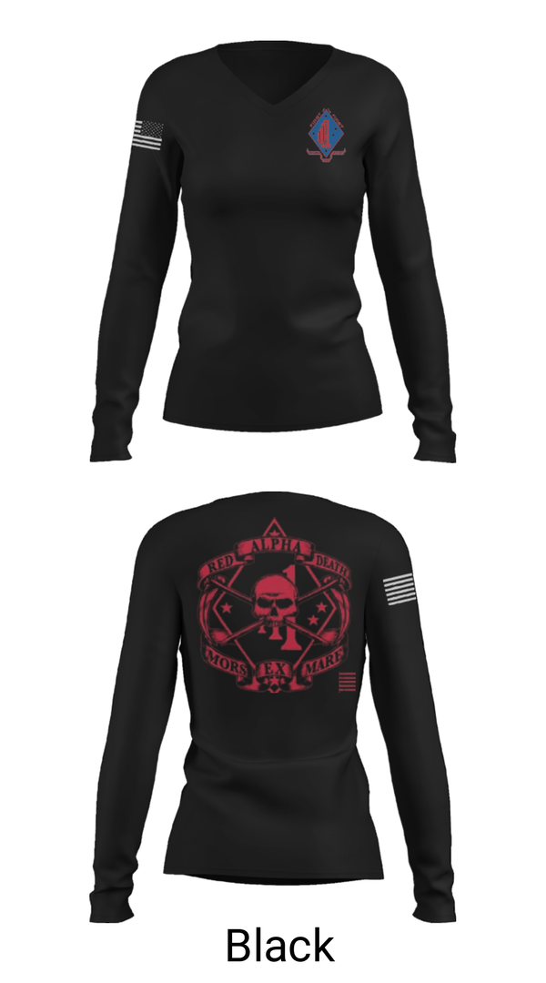 Women's Long Sleeve Vneck Shirt, , Marines, Teamtime, Team time, sublimation, custom sports apparel, team uniforms, spirit wear, spiritwear, sports uniforms, custom shirts, team store, custom team store, fundraiser sports, apparel fundraiser