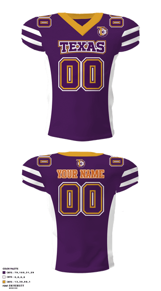 Football Jersey, Texas College Football, Football, Teamtime, Team time, sublimation, custom sports apparel, team uniforms, spirit wear, spiritwear, sports uniforms, custom shirts, team store, custom team store, fundraiser sports, apparel fundraiser