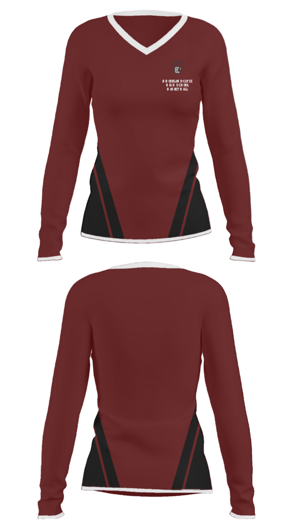 Women's Long Sleeve Vneck Shirt, Brookland-Cayce High School Basketball, Women's Basketball, Teamtime, Team time, sublimation, custom sports apparel, team uniforms, spirit wear, spiritwear, sports uniforms, custom shirts, team store, custom team store, fundraiser sports, apparel fundraiser
