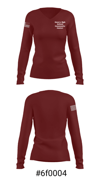 Women's Long Sleeve Vneck Shirt, Emery High School Community Center, Spirit Store, Teamtime, Team time, sublimation, custom sports apparel, team uniforms, spirit wear, spiritwear, sports uniforms, custom shirts, team store, custom team store, fundraiser sports, apparel fundraiser