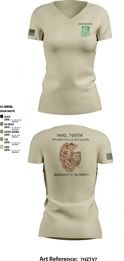 709th MP BN HHD 13627069 Women's Short Sleeve V-neck Shirt - 5