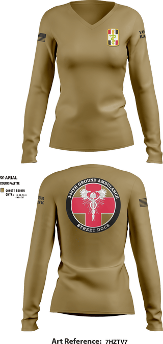 Women's Long Sleeve Vneck Shirt, , Army, Teamtime, Team time, sublimation, custom sports apparel, team uniforms, spirit wear, spiritwear, sports uniforms, custom shirts, team store, custom team store, fundraiser sports, apparel fundraiser