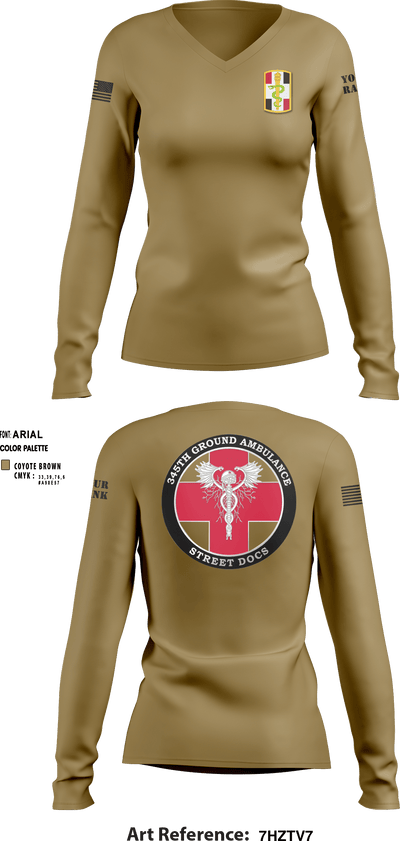 345th MCGA 98196690 Women's Long Sleeve V-neck Shirt - 13