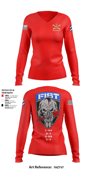 Women's Long Sleeve Vneck Shirt, 1-41 FA, Army, Teamtime, Team time, sublimation, custom sports apparel, team uniforms, spirit wear, spiritwear, sports uniforms, custom shirts, team store, custom team store, fundraiser sports, apparel fundraiser