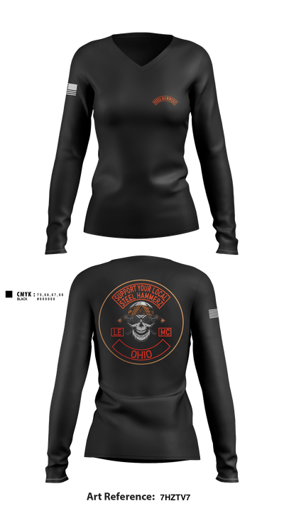 Support steel hammerz 94341085 Women's Long Sleeve V-neck Shirt - 1