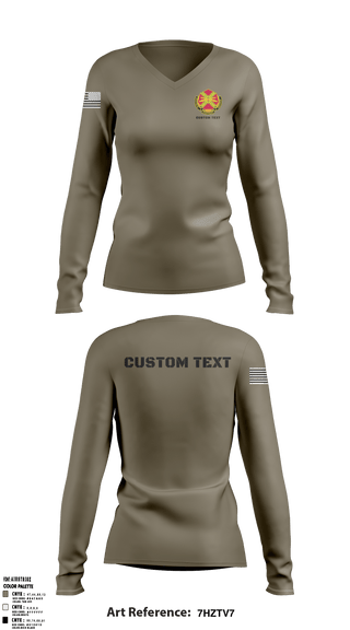 Women's Long Sleeve Vneck Shirt, , Army, Teamtime, Team time, sublimation, custom sports apparel, team uniforms, spirit wear, spiritwear, sports uniforms, custom shirts, team store, custom team store, fundraiser sports, apparel fundraiser