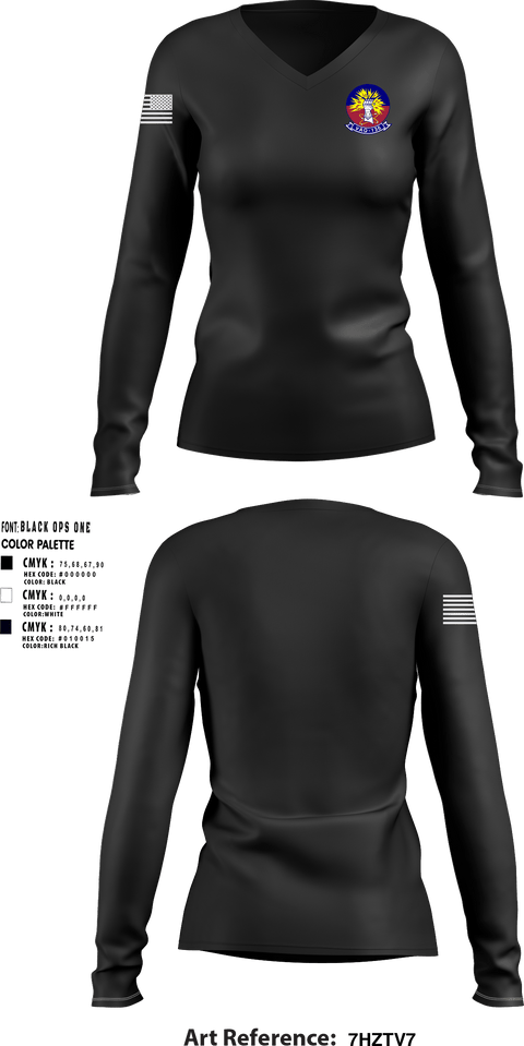 Women's Long Sleeve Vneck Shirt, VAQ-136, Navy, Teamtime, Team time, sublimation, custom sports apparel, team uniforms, spirit wear, spiritwear, sports uniforms, custom shirts, team store, custom team store, fundraiser sports, apparel fundraiser