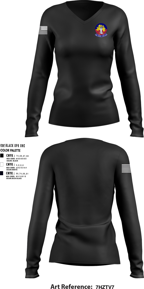 Women's Long Sleeve Vneck Shirt, VAQ-136, Navy, Teamtime, Team time, sublimation, custom sports apparel, team uniforms, spirit wear, spiritwear, sports uniforms, custom shirts, team store, custom team store, fundraiser sports, apparel fundraiser