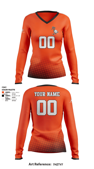 Sarasota High Volleyball 12288479 Women's Long Sleeve V-neck Shirt - 1