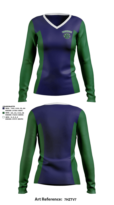 Woodgrove High School Cheer 34259448 Women's Long Sleeve V-neck Shirt - 1