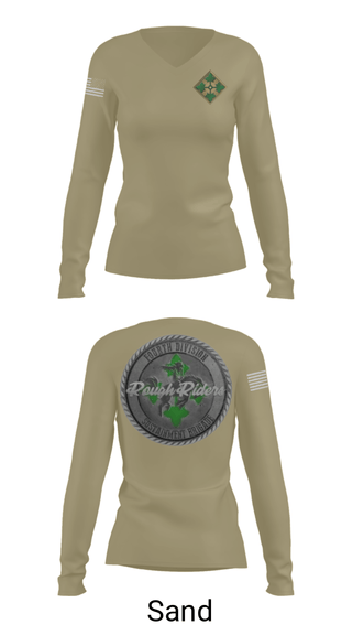 Women's Long Sleeve Vneck Shirt, , Army, Teamtime, Team time, sublimation, custom sports apparel, team uniforms, spirit wear, spiritwear, sports uniforms, custom shirts, team store, custom team store, fundraiser sports, apparel fundraiser