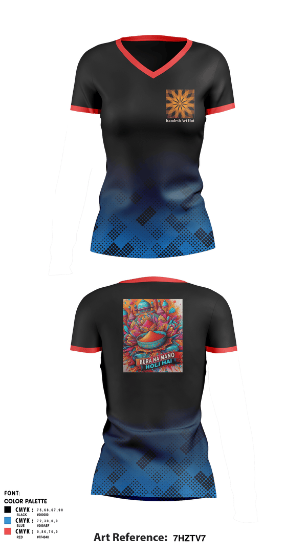 Women's Short Sleeve Vneck Shirt, Kamlesh Art Hut, , Teamtime, Team time, sublimation, custom sports apparel, team uniforms, spirit wear, spiritwear, sports uniforms, custom shirts, team store, custom team store, fundraiser sports, apparel fundraiser