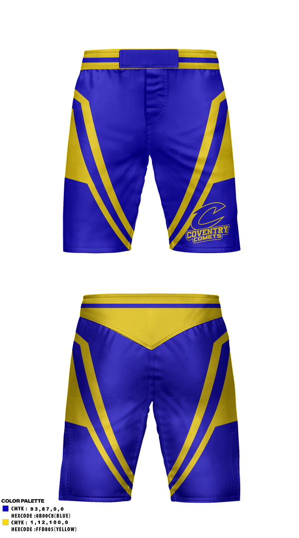 Fight Shorts, Coventry Comets Wrestling, Wrestling, Teamtime, Team time, sublimation, custom sports apparel, team uniforms, spirit wear, spiritwear, sports uniforms, custom shirts, team store, custom team store, fundraiser sports, apparel fundraiser