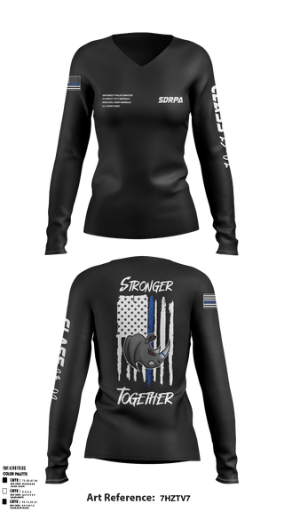 Women's Long Sleeve Vneck Shirt, SDRPA, Police, Teamtime, Team time, sublimation, custom sports apparel, team uniforms, spirit wear, spiritwear, sports uniforms, custom shirts, team store, custom team store, fundraiser sports, apparel fundraiser