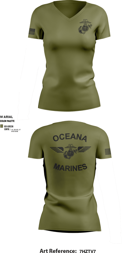Oceana Marines 61589577 Women's Short Sleeve V-neck Shirt - 4