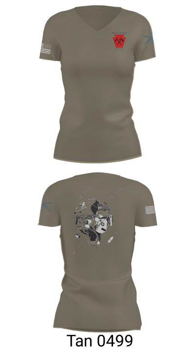 1-111th IN BN 37171288 Women's Short Sleeve V-neck Shirt - 36