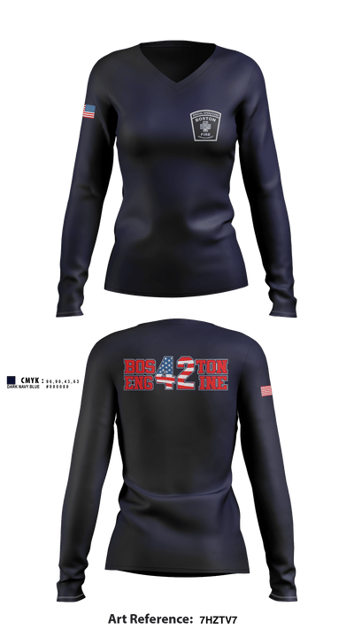 Boston Fire Department Engine-42 59280094 Women's Long Sleeve V-neck Shirt - 4