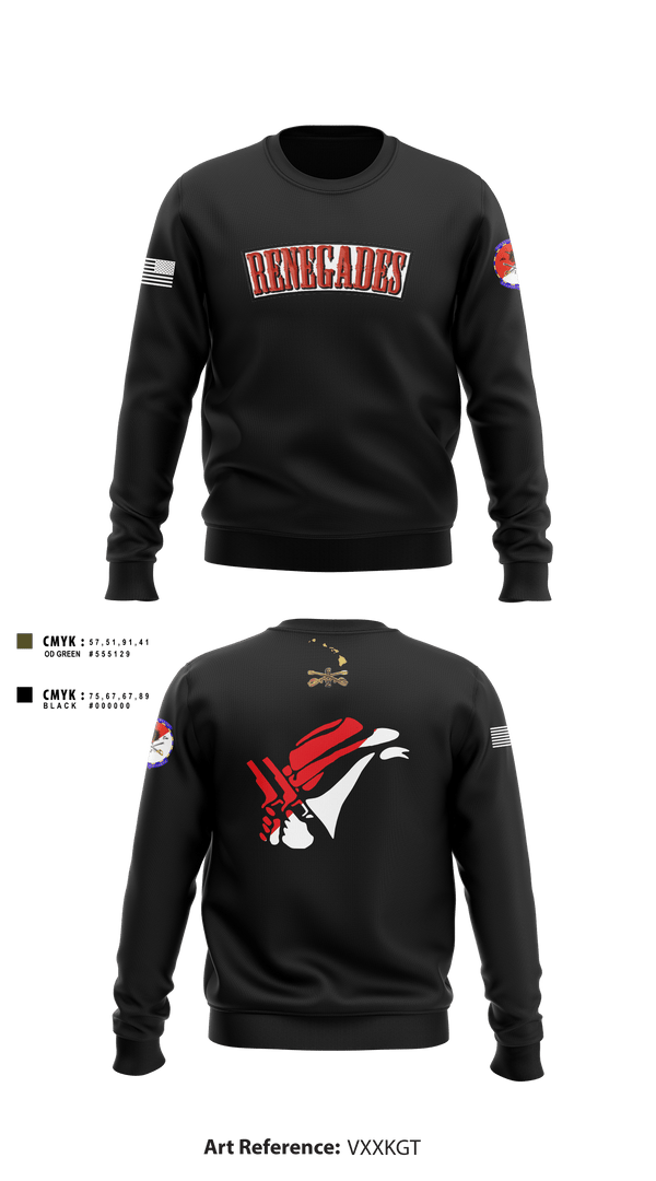 Crew Neck Sweatshirt, 2-6 Cav Alpha troop Renegades, Army, Teamtime, Team time, sublimation, custom sports apparel, team uniforms, spirit wear, spiritwear, sports uniforms, custom shirts, team store, custom team store, fundraiser sports, apparel fundraiser