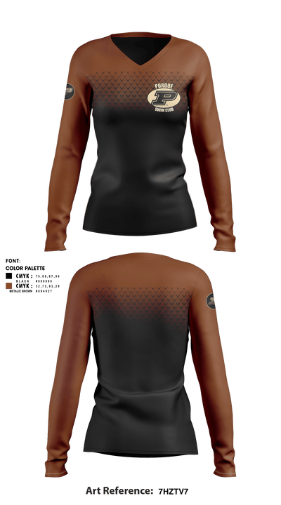 Purdue Swimming 46324115 Women's Long Sleeve V-neck Shirt - 1